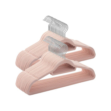 Fluwelen kledinghangers - Set van 50 - Lichtroze - 45 x 0,6 x 23,5 cm