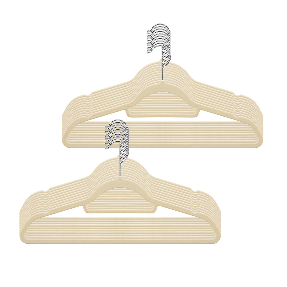 Samt-Kleiderbügel, 20er-Set, rutschfest | Beige | 43,5x0,6x22,5 cm