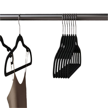 Fluwelen kledinghangers met antislip, 43 x 22 cm, zwart, 50 stuks