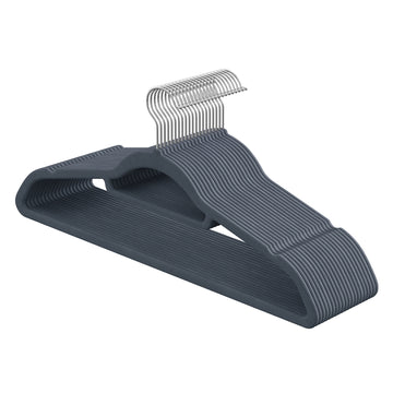 Fluwelen kledinghangers 20-delige set antislip | Lichtgrijs | 45x0.6x23.5 cm