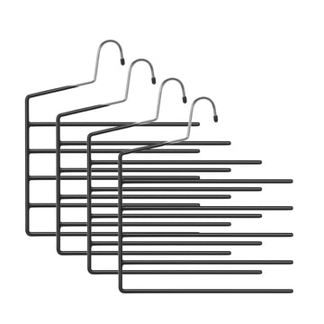 4-delige set meerlaagse broekhangers | Zwart | 32x0,5x35 cm