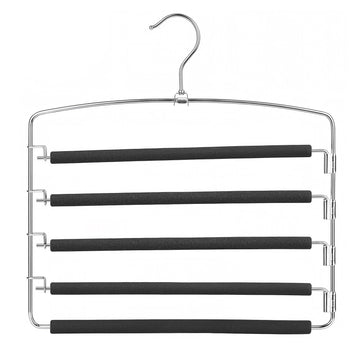 Broekenhangers 3-delige metalen set | Zilver-zwart | 38x0,5x37 cm