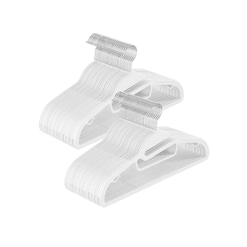 50 witte plastic kledinghangers - ABS - metalen haak - lichtgewicht - ruimtebesparend