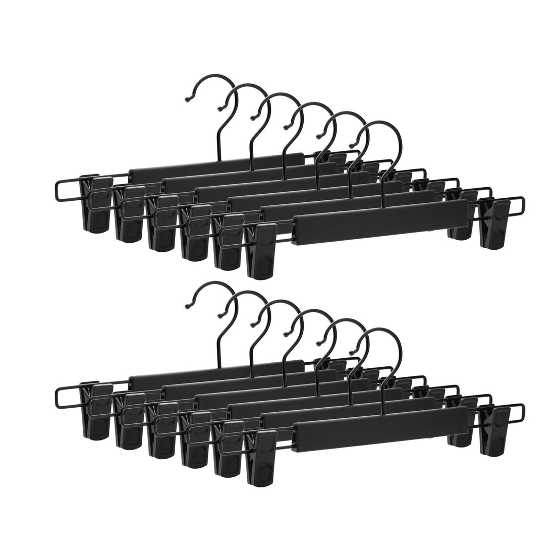 Klädhängare med klämmor 12-pack | Svart | 35,5x1x15 cm