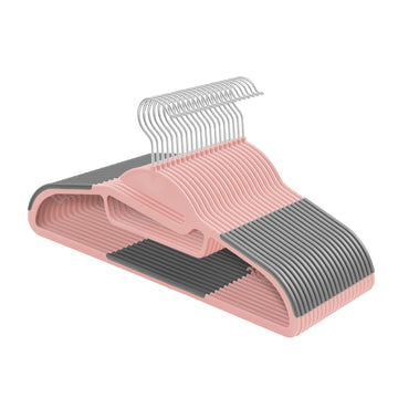 Kunststof kledinghangers 20-delig met U-opening | Roze-donkergrijs | 41,5x0,5x22,5 cm