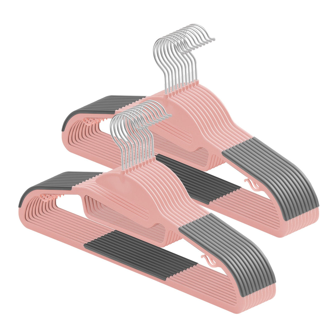 Kunststof kledinghangers 20-delig met U-opening | Roze-donkergrijs | 41,5x0,5x22,5 cm