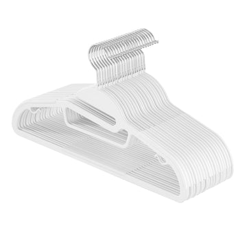 Kunststof kledinghangers 20-delige set met U-vormige opening | Wit | 41,5x22,5 cm