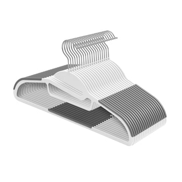 Kunststof kledinghangers 20-delige set met U-vormige opening | Wit-grijs | 41,5x0,5x22,5 cm