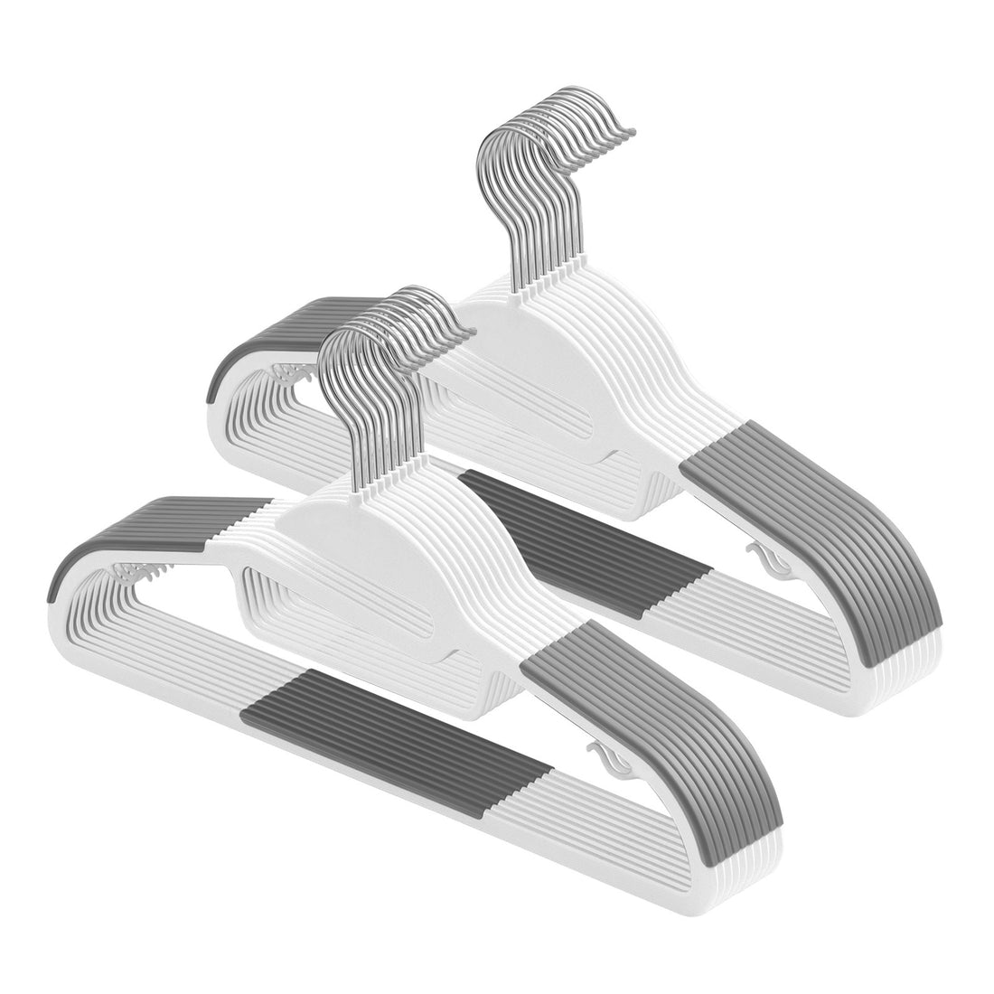 Kunststof kledinghangers 20-delige set met U-vormige opening | Wit-grijs | 41,5x0,5x22,5 cm