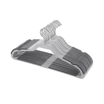 Kledinghangers 20 stuks met 360° draaibare haak | Grijs | 42x0,5x21,5 cm