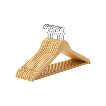 Houten kleerhangers, set van 10 - esdoornhout, naturel, 44,5 x 23 x 1,2 cm
