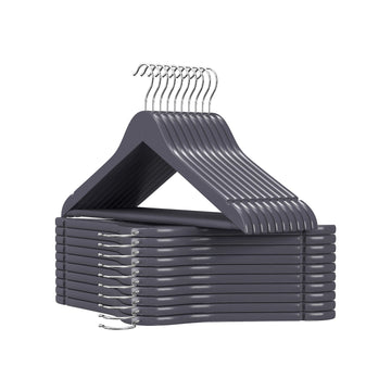 Kledinghangers 20-pack grijs-zilver - esdoornhout - metalen haak - 44,5 cm