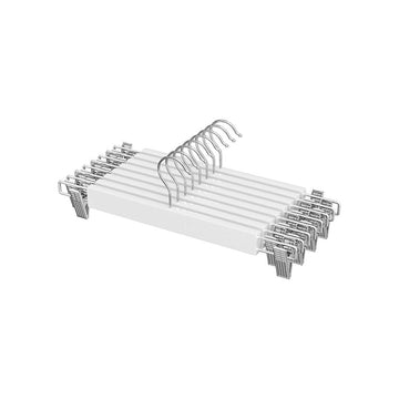 Broekhangers - set van 8 - met clips - wit - 34 x 1,2 x 12,5 cm
