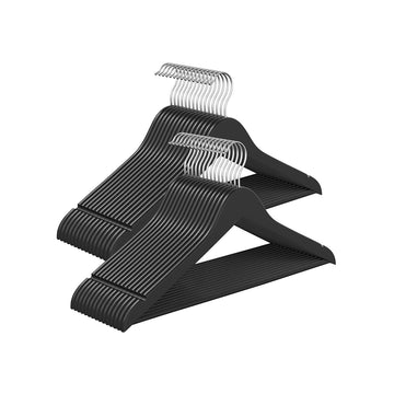 30-delige zwarte houten kledinghangers - draaibare haak - berkenhout - 43 x 21 x 0,8 cm