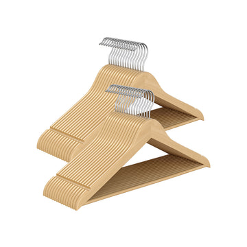 30-delige houten kledinghanger set - draaibare haak - berkenhout - 43 cm