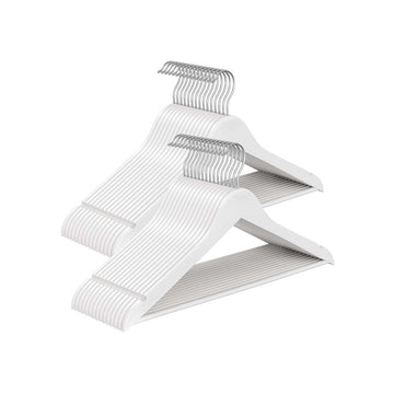 30-delige houten kledinghangerset - 360° draaibare haak - wit - berkenhout - 43 x 21 x 0,8 cm