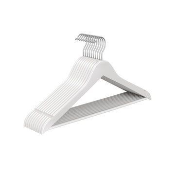Set van 10 houten kleerhangers met 360 graden draaibare haak | Wolkenwit