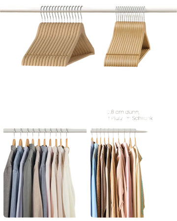 Houten kledinghangers 20 stuks - 360° draaibare haak - bruin - 43 x 21 x 0,8 cm
