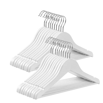 Kinderkleerhangers - esdoornhout - wit - ruimtebesparend - 35x20x1,2 cm