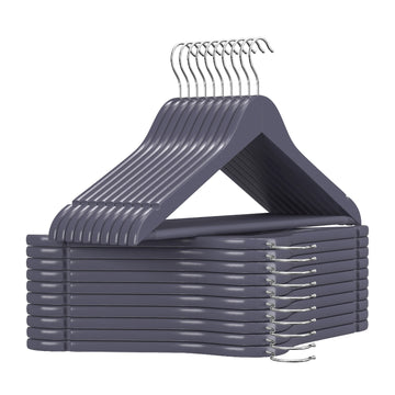 Houten kledinghangers, set van 20, massief hout | Grijs-zilver