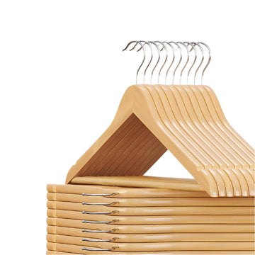 Houten kledinghangerset - massief esdoornhout - duurzaam - 44,5 x 1,2 x 23 cm