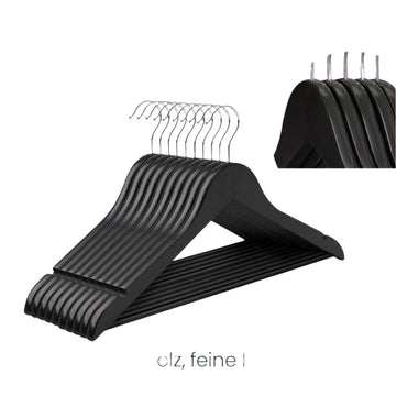 Houten kledinghangers set van 10 - glad afgewerkt - 44,5 x 1,2 x 23 cm