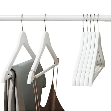 Houten kleerhangerset - 10-delig - Massief hout, wit, 44,5 x 23 x 1,2 cm