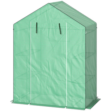 Inloopkas met schappen - Mini-broeikas | Kleur: Groen | Afmetingen: 74x143x190 cm