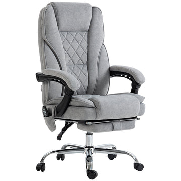 Bureaustoel met massage en voetensteun | Kleur: Grijs | Afmetingen: 67x72x111-119 cm