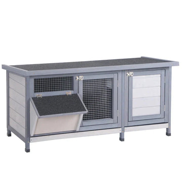 Klein dierenhok met ren - Konijnenhok | Kleur: Grijs+Zwart | Afmetingen: 50x112x54 cm