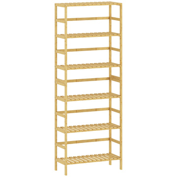 6-laags bamboe opbergrek | Verstelbare kast | Kleur: Bruin | Afmetingen: 60x26x161 cm