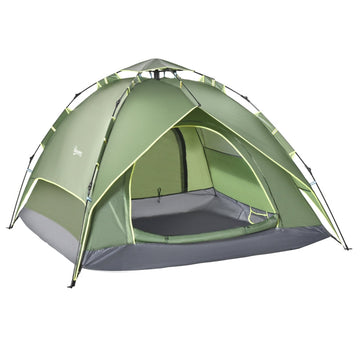 Dubbele pop-up campingtent voor 3 personen | Kleur: Donkergroen | Afmetingen: 210x210x140 cm