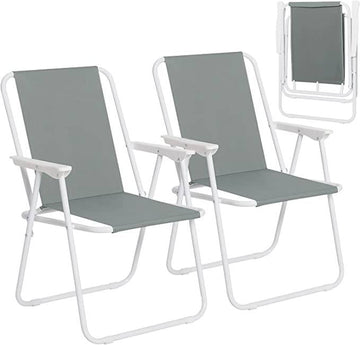 Opvouwbare campingstoelen 2-delig met armleuningen | Donkergrijs | 58x53x76 cm