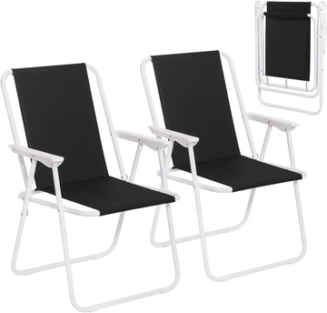 Opvouwbare campingstoel 2-delige set | Zwart | 58x53x76 cm