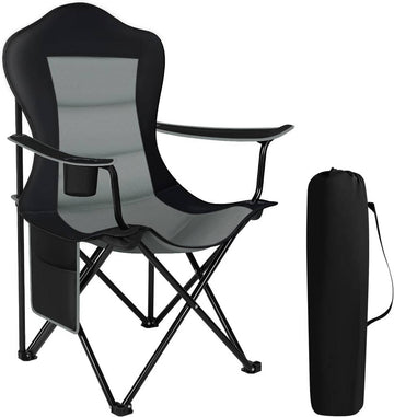 Opvouwbare campingstoel met draagtas | Zwart en grijs | 84x110x62 cm