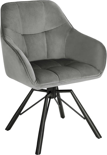 Draaibare eetkamerstoel met armleuningen en velvet | Donkergrijs | 58.5x54.5x82.5 cm