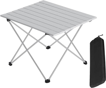 Aluminium campingtafel inklapbaar met draagtas | Zilver | 46x56x40 cm