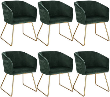 6-delige set eetkamerstoelen van fluweel met metalen poten | 43x41x76,5 cm