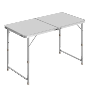 Opvouwbare campingtafel tuintafel in hoogte verstelbaar | Wit | 60x120x55/62/70 cm