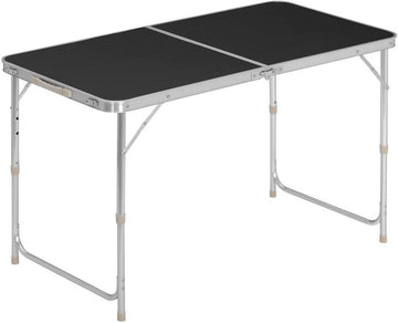Klaptafel voor camping en tuin in hoogte verstelbaar | Zwart | 60x120x55/62/70 cm