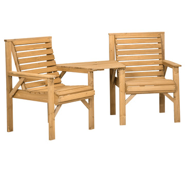 Houten bistroset 3-delig met parasolgat | Kleur: Bruin | Afmetingen: 66x65x90 cm