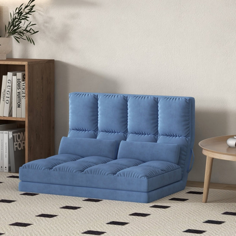 Vloerbank met slaapfunctie en verstelbare rugleuning | Kleur: Blauw | Afmetingen: 73x102x60 cm