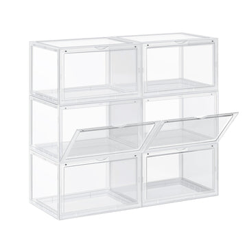 Schoenboxen set van 6 - transparante opbergdozen - stapelbaar - PP - 36x28x22 cm