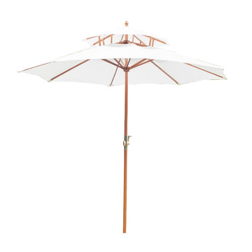 Houten dubbele parasol - Crèmewit | Kleur: Crèmewit | Afmetingen: 265x265x264 cm
