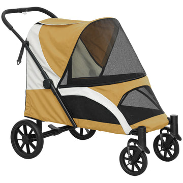 Hondenbuggy voor middelgrote honden, opvouwbaar | Kleur: Bruin | Afmetingen: 67x124x100 cm
