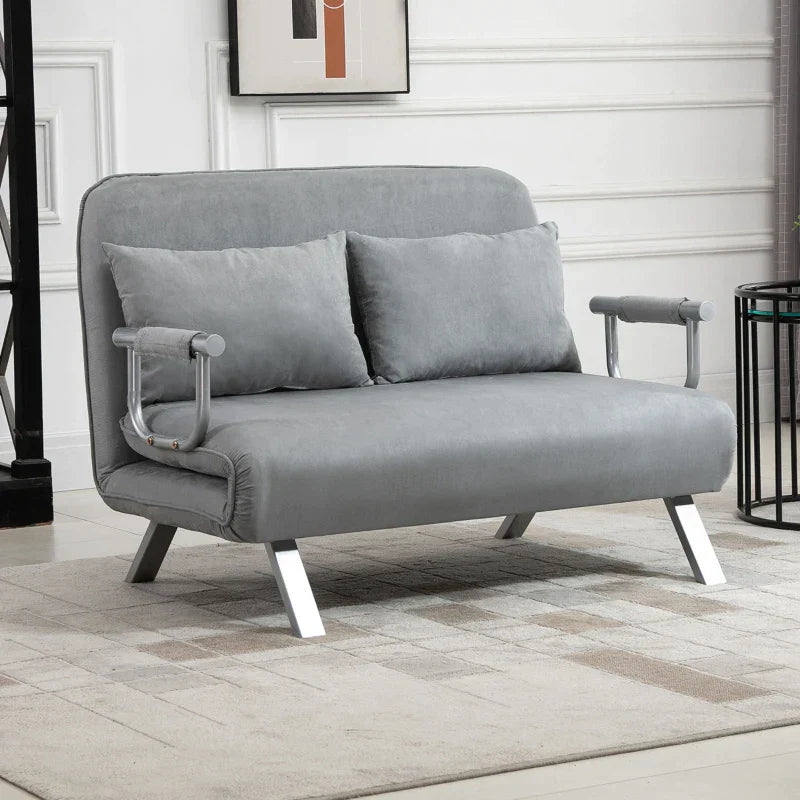 2-zits slaapbank met verstelbare rugleuning | Kleur: Donkergrijs | Afmetingen: 80x111x78 cm