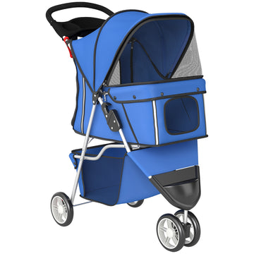 Inklapbare hondenbuggy tot 10 kg | Kleur: Blauw | Afmetingen: 44x77x102 cm