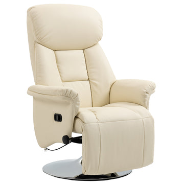 Relaxfauteuil met ligfunctie en voetensteun | Kleur: Crèmewit | Afmetingen: 78x80x109 cm