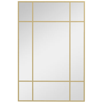 Wandspiegel met metalen frame en goudkleurige strepen | Kleur: Goud | Afmetingen: 90x2x60 cm