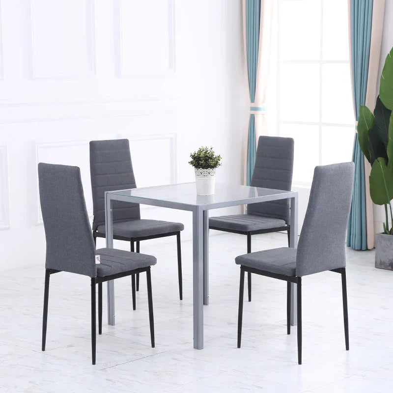 Vierkante glazen eettafel voor 2-4 personen | Kleur: Grijs | Afmetingen: 75x75x75 cm